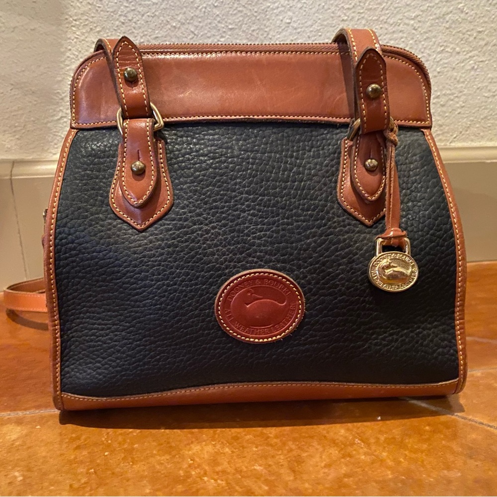 Dooney Burke Black and Tan Class All Weather Shoulder Bag
